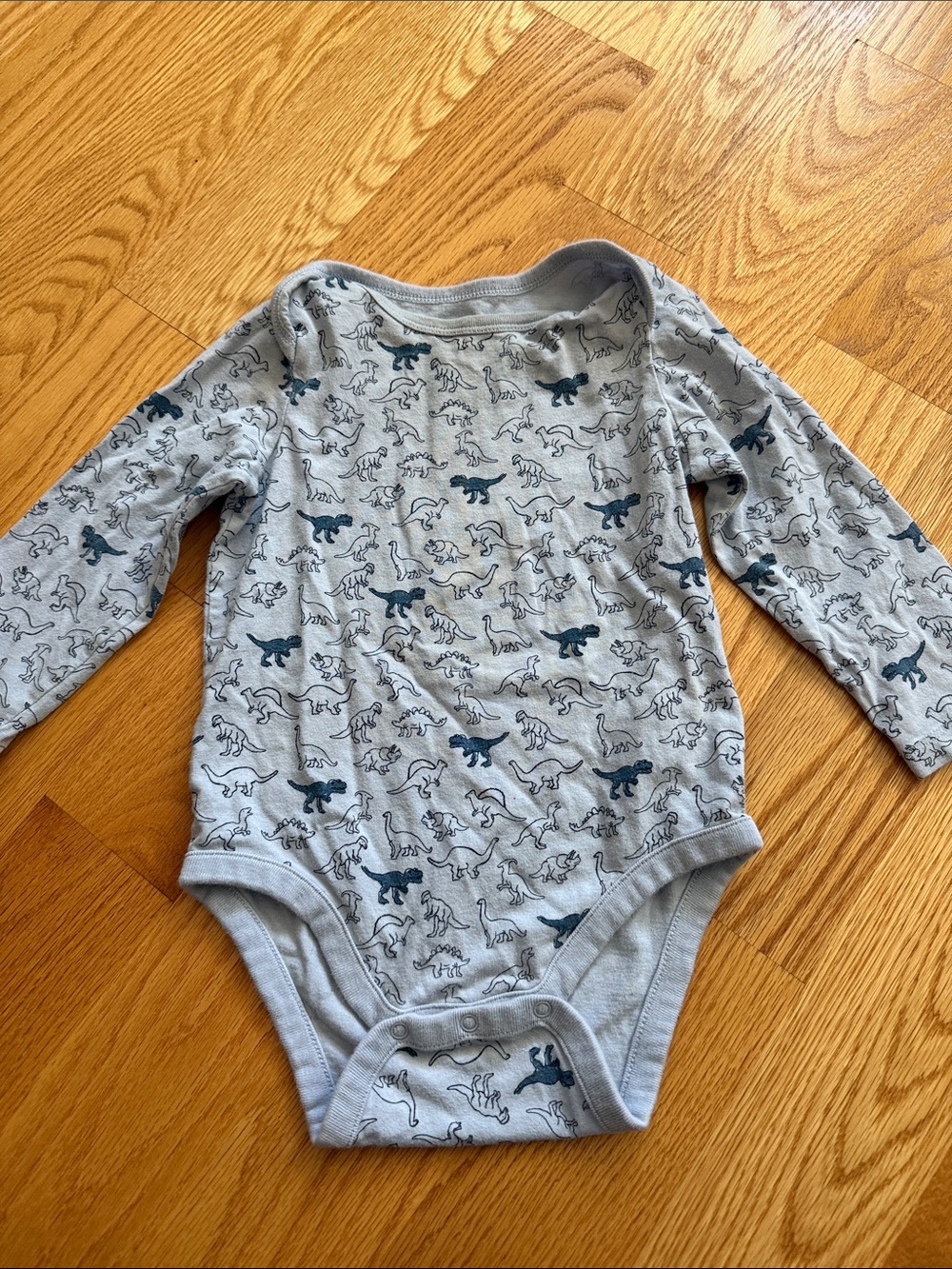 GAP Gray Long-Sleeve Dinosaur Print One-Piece